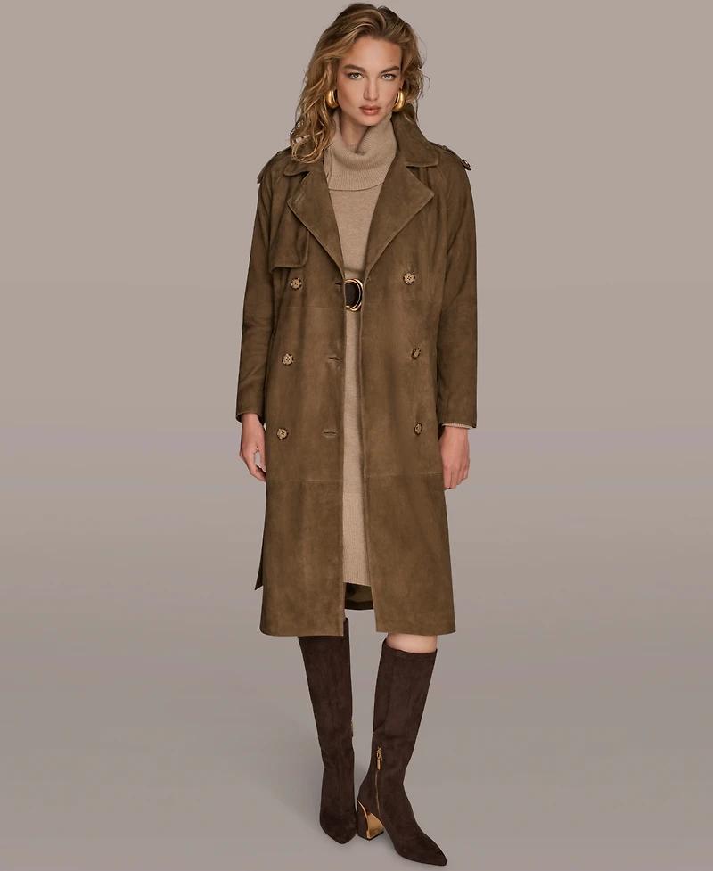 Donna Karan New York Women's Double Breasted Belted Trench Coat