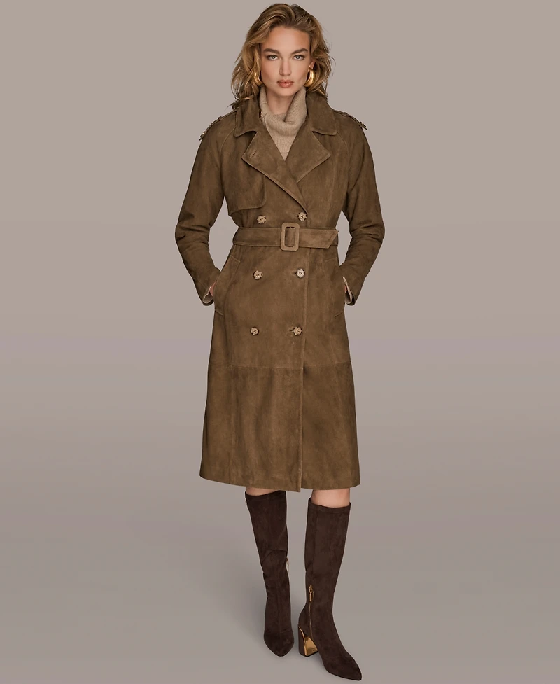 Donna Karan New York Women's Double Breasted Belted Trench Coat