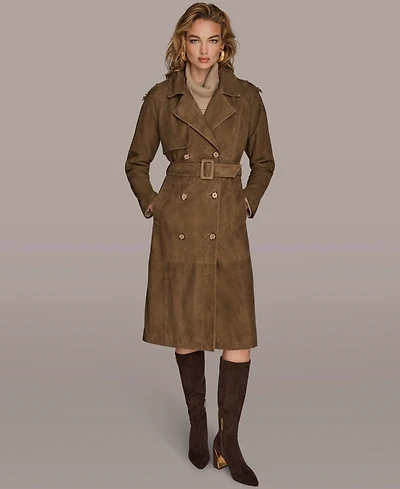 Donna Karan New York Women's Double Breasted Belted Trench Coat