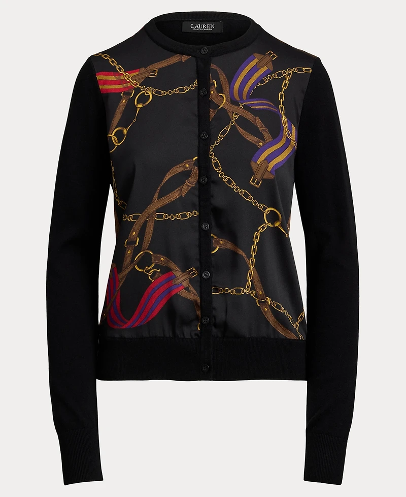 Lauren Ralph Women's Belting-Print Long Sleeve Cardigan