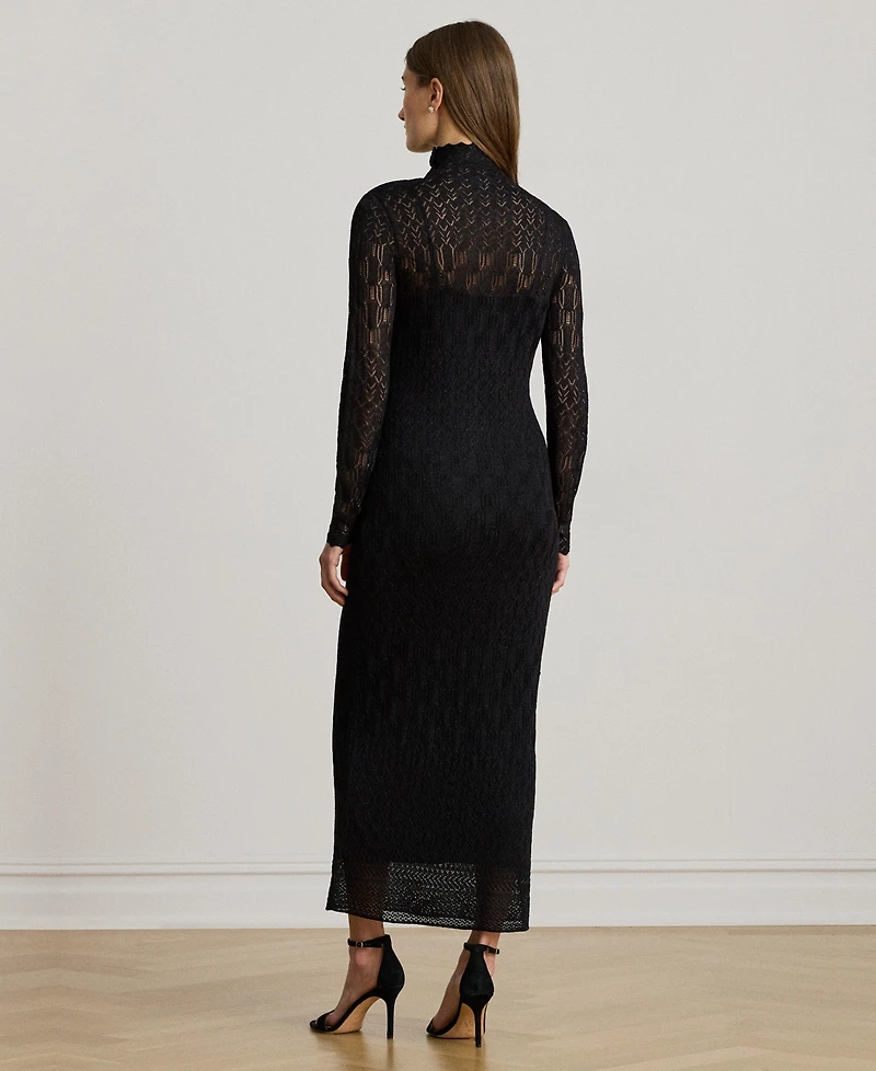 Lauren Ralph Women's Pointelle-Knit Turtleneck Sweater Dress
