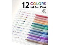 Htutwoo 12Pack 0.5mm Quick Dry Retractable Gel Pen Set, Cute Transparent Fine Point Multicolor Note Taking Aesthetic Lnk Pens, Comfort Grip 12 Ink Col