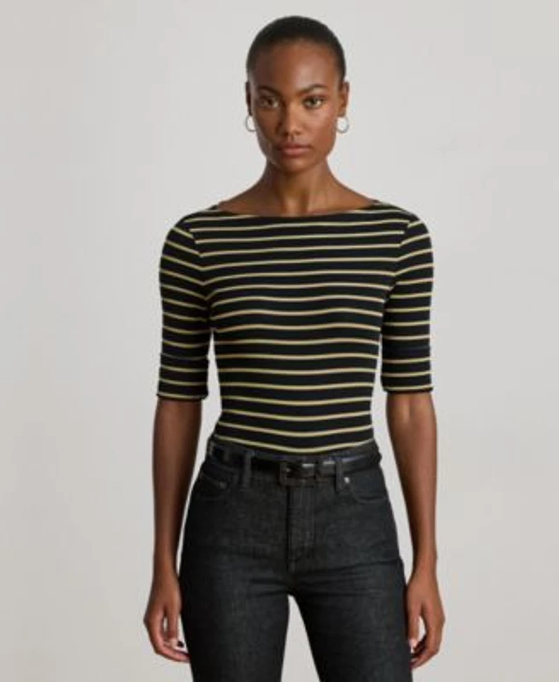 Lauren Ralph Lauren Womens Striped Boatneck T Shirt P Xs Xxl