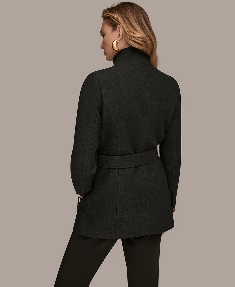 Donna Karan New York Women's Wing Collar Belted Coat