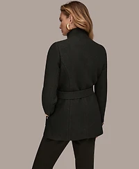 Donna Karan New York Women's Wing Collar Belted Coat