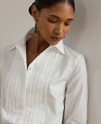Lauren Ralph Women's Bib-Front Long Sleeve Shirt