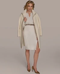 Donna Karan New York Women's Zip Front High Collared Coat