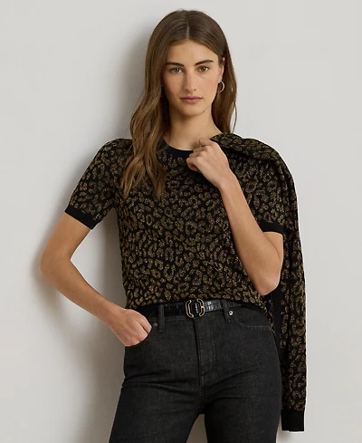 Lauren Ralph Women's Ocelot Short Sleeve Sweater