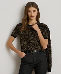 Lauren Ralph Women's Ocelot Short Sleeve Sweater