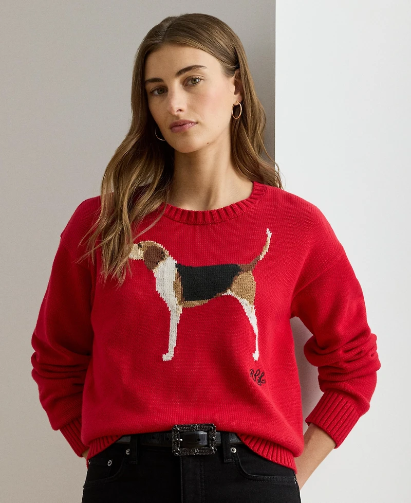Lauren Ralph Women's Cotton Dog Sweater