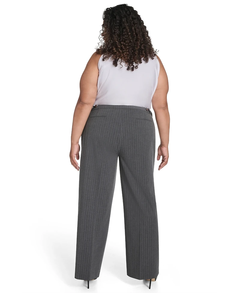 Calvin Klein Plus Pinstriped Mid Rise Pants