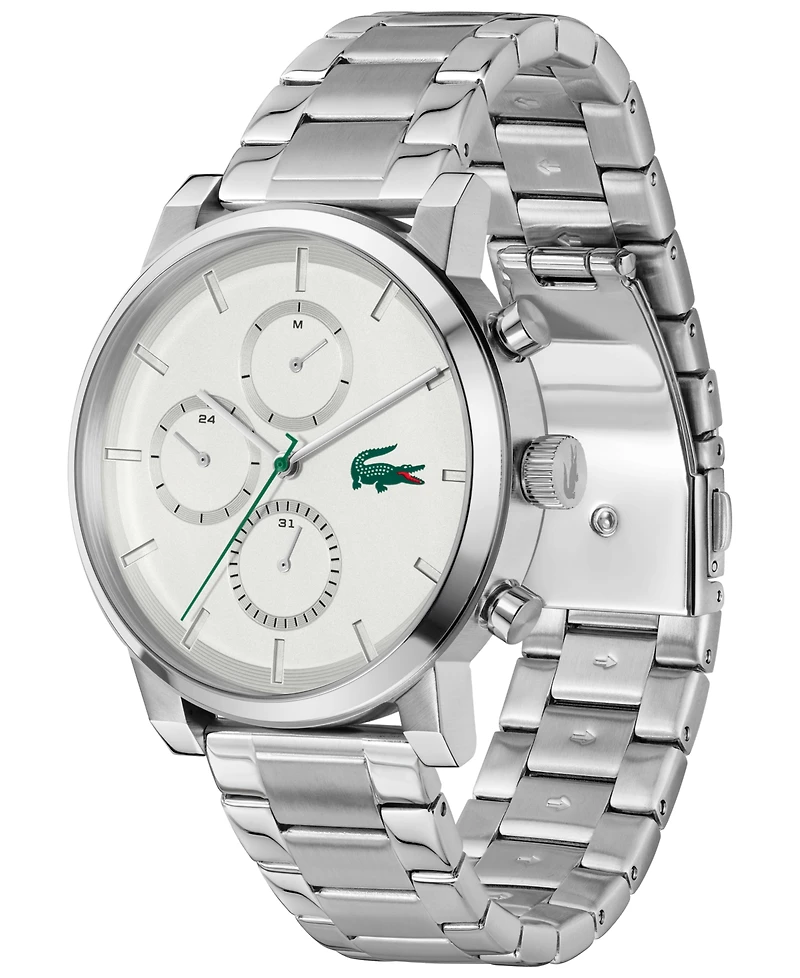 Lacoste Men's Replay Silver Tone Stainless Steel Bracelet Watch, 44mm