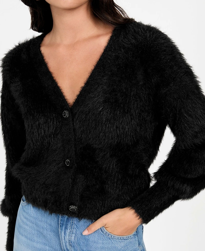 Guess Women's Keyla Rhinestone-Button Cardigan Sweater