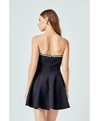 endless rose Women's Jewel Trim Flounced Mini Dress