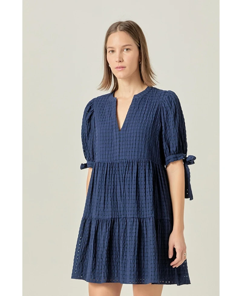 English Factory Women's Gingham Tiered Mini Dress