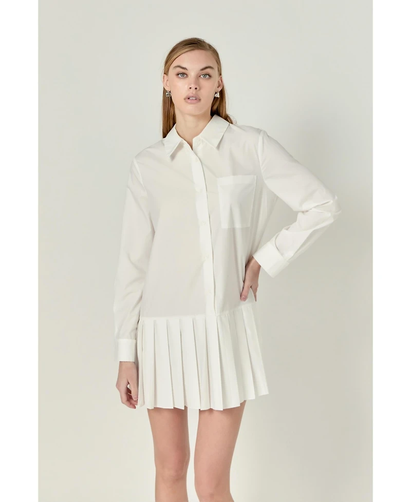 English Factory Women's Colorblocked Shirt Dress