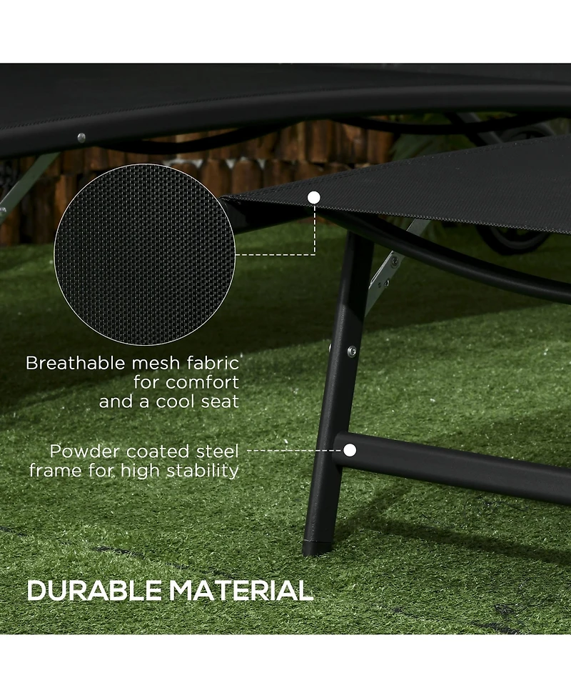 Outsunny 2 Piece Chaise Lounge Chair Pool Chairs with Wheels,