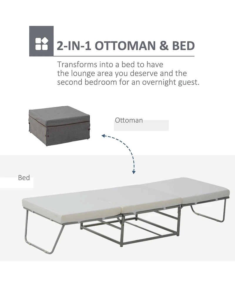 Homcom Convertible Ottoman, Guest Sleeper Bed,