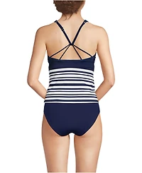 Lands' End Women's Mastectomy Tugless High Neck Strappy Back Tankini Swimsuit Top
