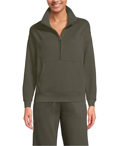 Lands' End Women's Relaxed Serious Sweats Long Sleeve 1/2 Zip Sweatshirt