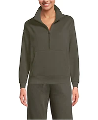Lands' End Women's Relaxed Serious Sweats Long Sleeve 1/2 Zip Sweatshirt