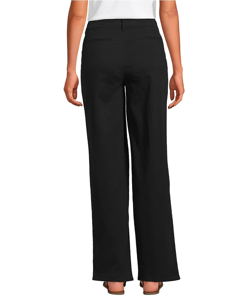 Lands' End Women's Petite Chino High Rise Rail Straight Leg Pants