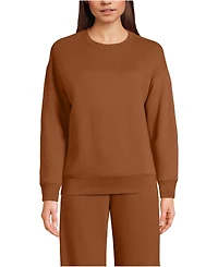Lands' End Women's Relaxed Serious Sweats Long Sleeve Crewneck Sweatshirt