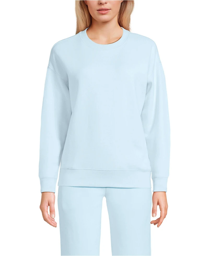 Lands' End Women's Relaxed Serious Sweats Long Sleeve Crewneck Sweatshirt