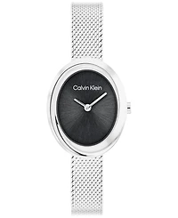 Calvin Klein Women's Twisted Bezel Silver Tone Stainless Steel Bracelet Watch, 24mm