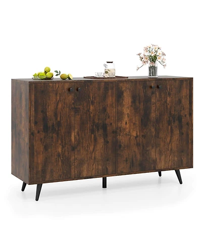 Buffet Sideboard Mid Century Modern 4-Door Storage Cabinet 50" Accent Cabinet
