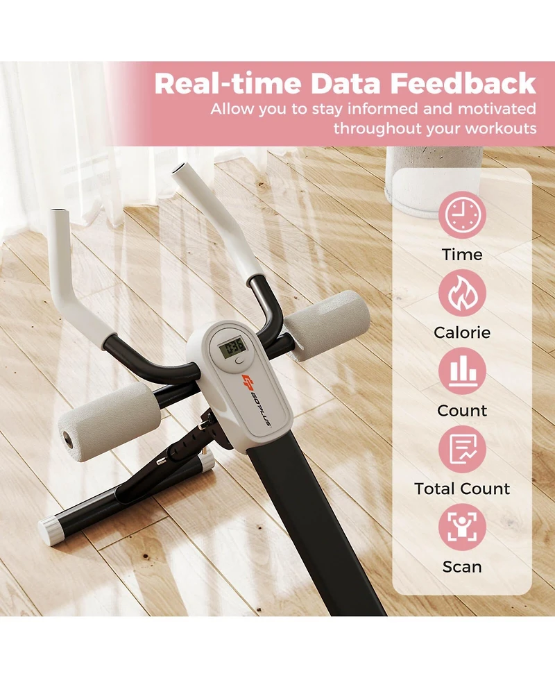 Adjustable Abdominal Trainer with Elbow Support Knee Protection and Lcd Monitor