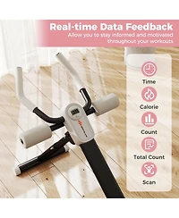 Adjustable Abdominal Trainer with Elbow Support Knee Protection and Lcd Monitor