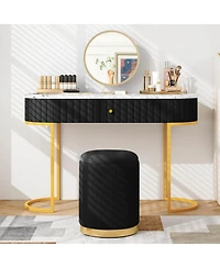 Velvet Storage Ottoman Set of 2 Modern Round Ottoman with Storage for Living Room
