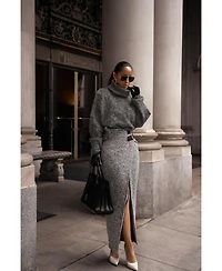 Jluxlabel Women's Gisele Tweed Slit Skirt