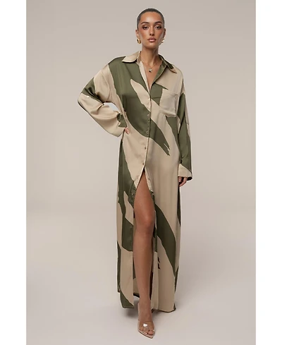 Jluxlabel Women's Satin Safari Maxi Dress