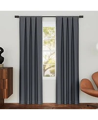 Sun Zero Parsons Herringbone Magnetic Closure 100% Blackout Rod Pocket Curtain Panel Pair