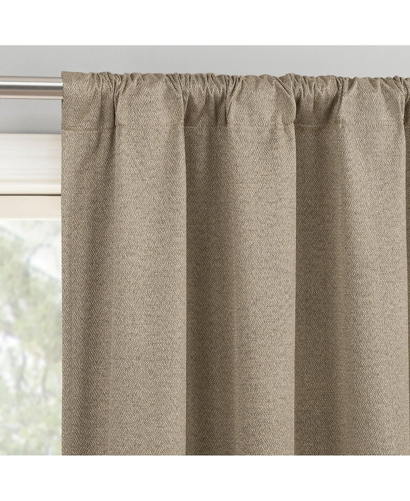 Sun Zero Parsons Herringbone Magnetic Closure 100% Blackout Rod Pocket Curtain Panel Pair