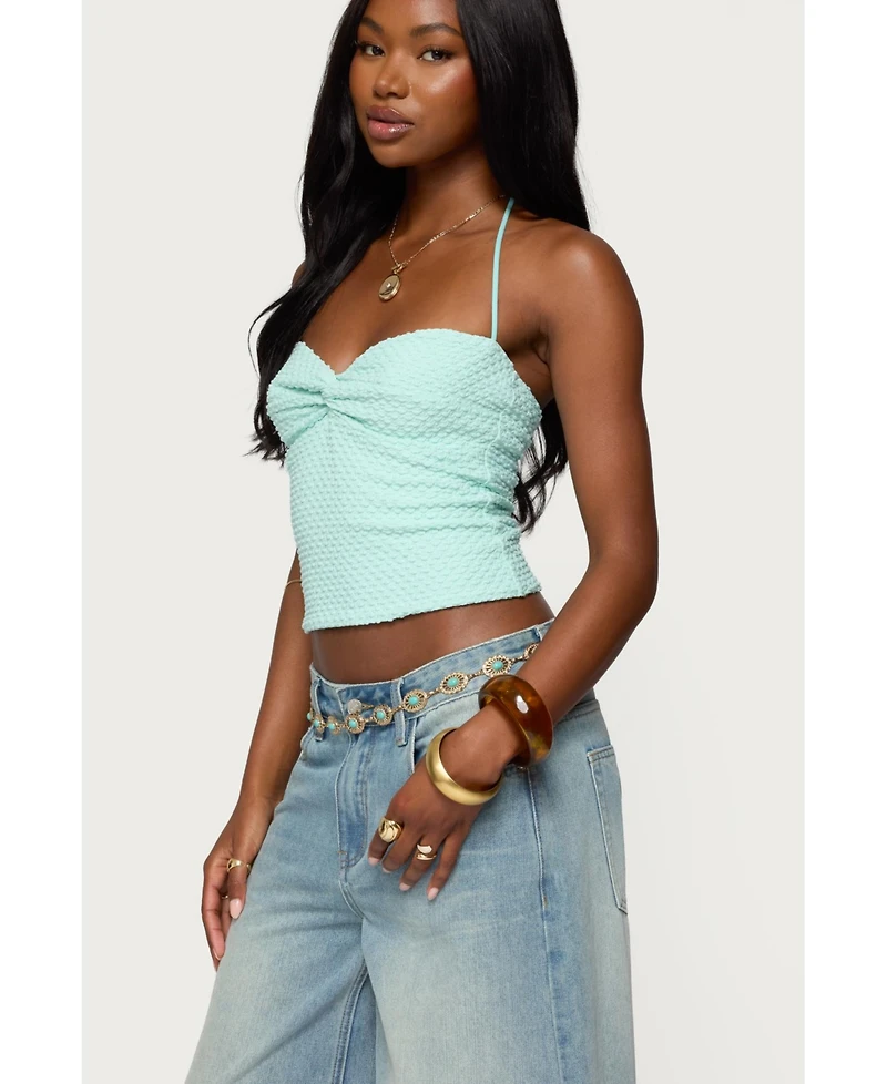 Edikted Women's Zoee Twisted Textured Halter Top