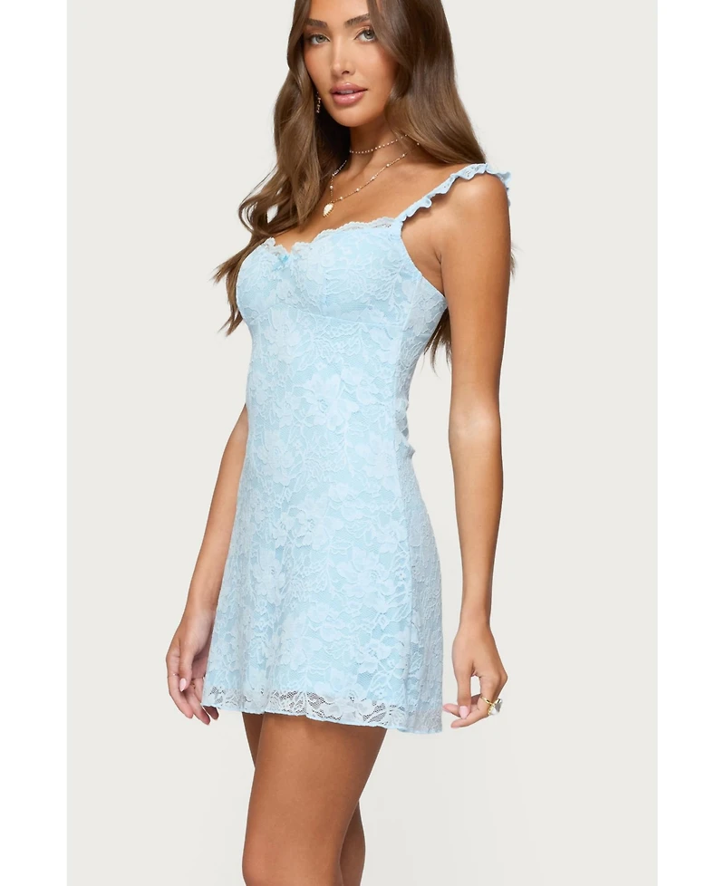 Edikted Womens Stephanie Lace Mini Dress