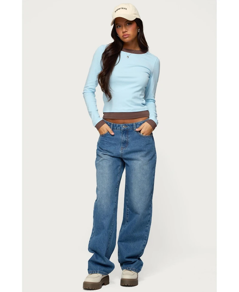 Edikted Women's Contrast Layered Look Long Sleeve T Shirt