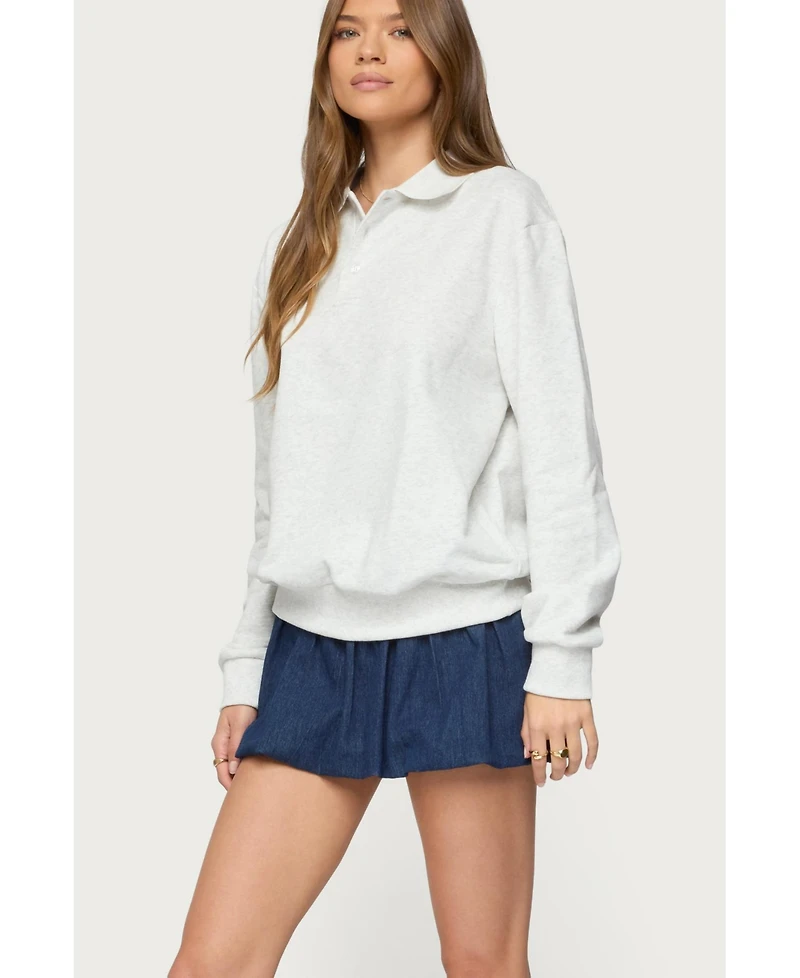 Edikted Women's Scholar Oversized Polo Sweatshirt