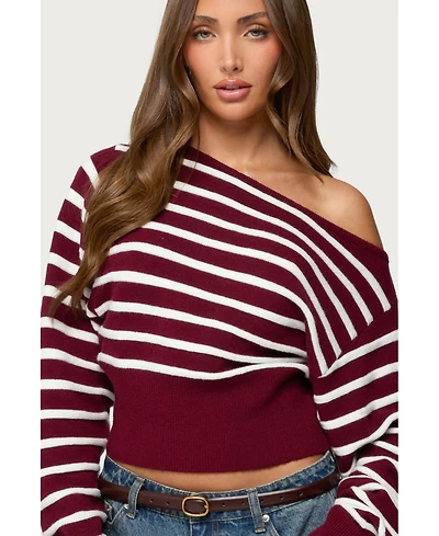 Edikted Womens Mika Off Shoulder Oversized Sweater