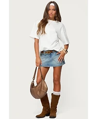 Edikted Womens Tory Western Denim Mini Skirt