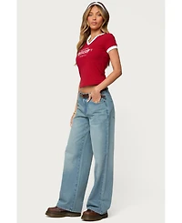 Edikted Womens Santa Monica V Neck T Shirt