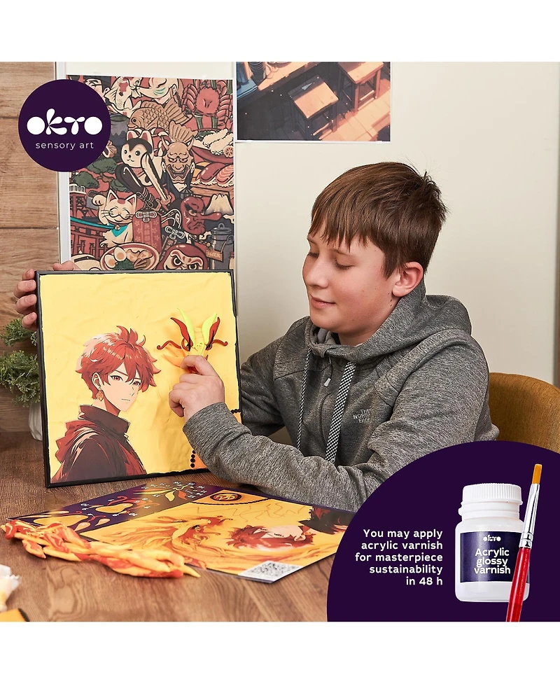 Wise Elk Okto Manga Elements - Fire - 3D Clay Canvas Kit (11.8×15.7 in)