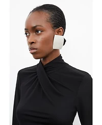 Karen Millen Women's Jersey And Georgette Mix High Neck Top