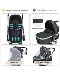 Costway Baby 2-in-1 Stroller High Landscape Stroller w/ Reversible Seat