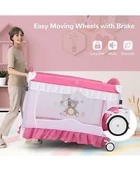 Costway Portable Baby Playpen Crib Cradle Changing Pad Mosquito Net Toys