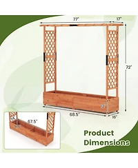 Gymax Raised Garden Bed Planter Box w/ Side & Top Trellis for Vine Climbing Plants