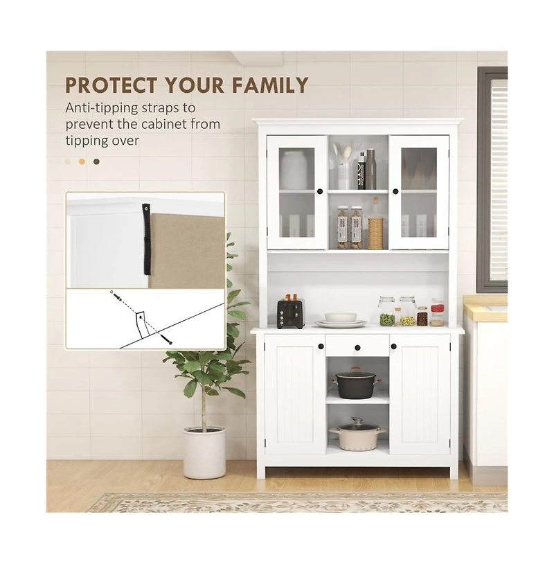 Slickblue Spacious Kitchen Storage Cabinet with Doors and Shelves for Pantry Organization
